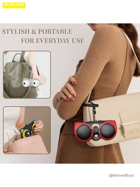 Soft PU Leather Glasses Case with Metal Button Closure and Strap